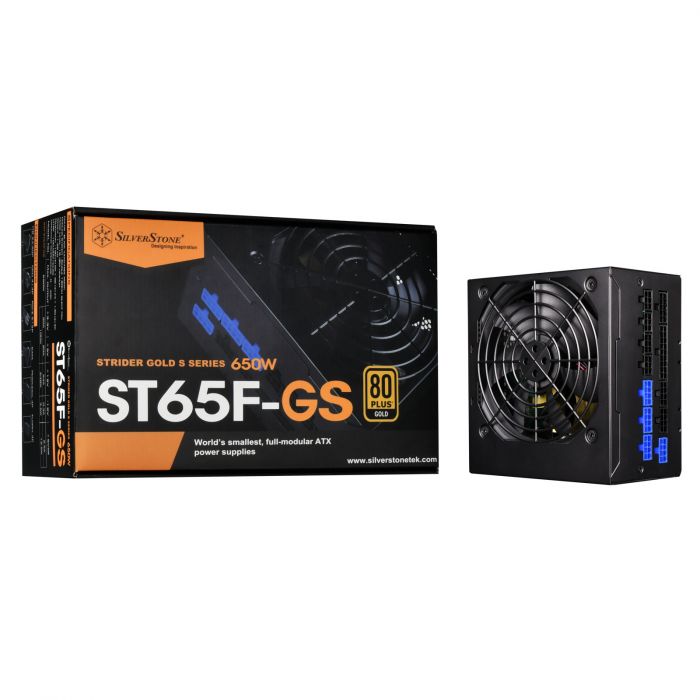 Блок живлення SilverStone STRIDER ST65F-GS V1.1(650W),80+Gold,aPFC,12см,24+2x8,8xSATA,4xPCIe,+6,модульний