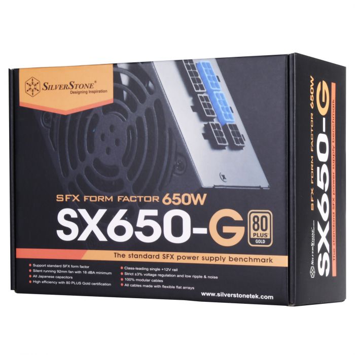 Блок живлення SilverStone STRIDER SX650-G V1.1(650W),SFX,80+Gold,aPFC,9.2см,24+8,6xSATA,4x8/6-Pin,+4,модульний