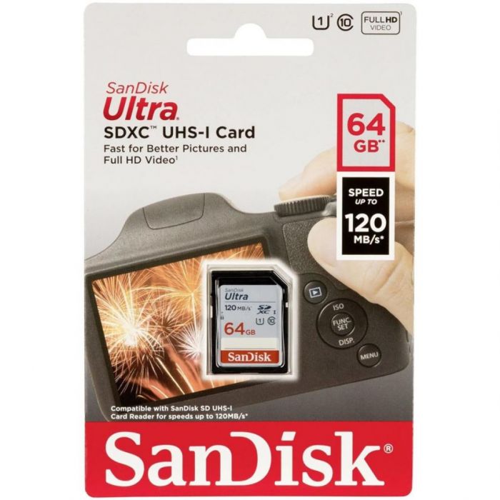 Карта пам'яті SanDisk SD   64GB C10 UHS-I R120MB/s Ultra
