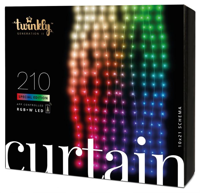 Smart LED Гірлянда Twinkly Curtain RGBW 210, Gen II, IP44, 1.45м*2.1м, кабель прозорий