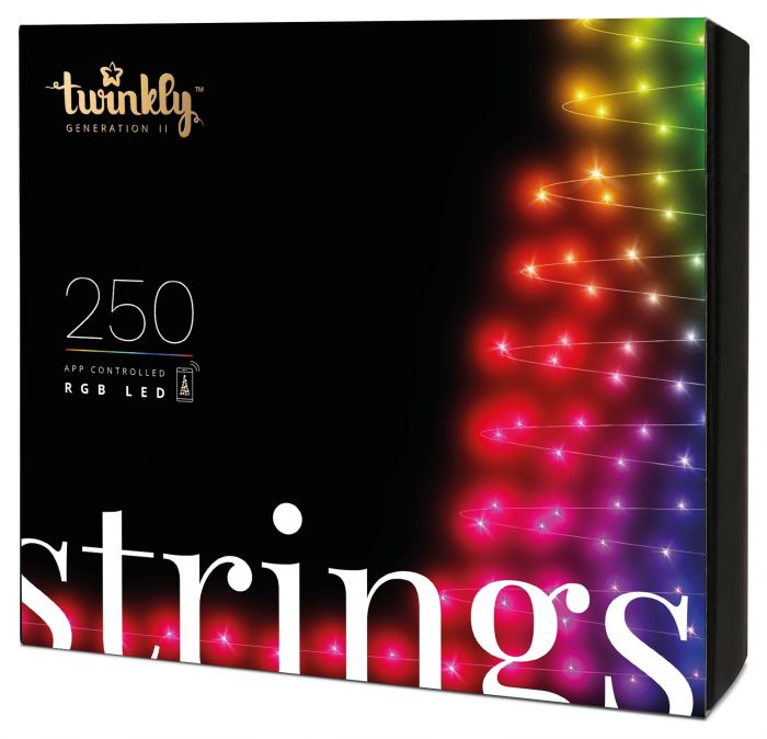 Smart LED Гірлянда Twinkly Strings RGB 250, Gen II, IP44, довжина 20м, кабель чорний