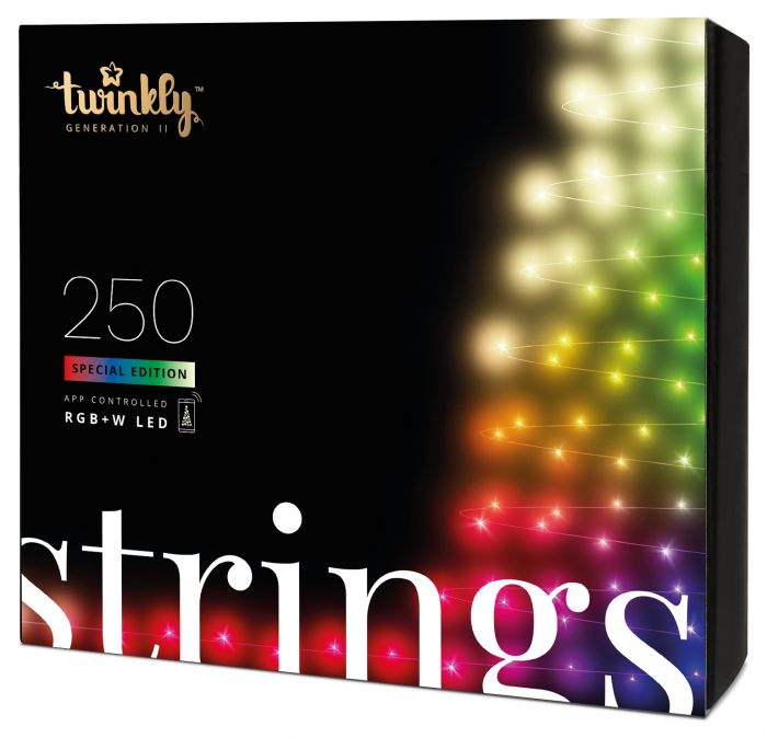 Smart LED Гірлянда Twinkly Strings RGBW 250, Gen II, IP44, довжина 20м, кабель чорний