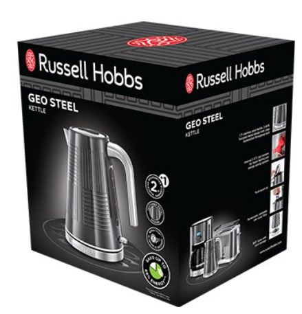 Електрочайник Russell Hobbs Geo Steel, 1.7л, метал, чорний