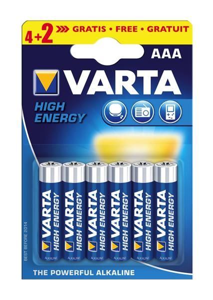 Батарейка VARTA LONGLIFE POWER AAA BLI 6 (4+2) ALKALINE