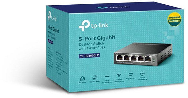 Комутатор TP-LINK TL-SG1005LP 5xGE/4xPoE+ 40W некерований 250м