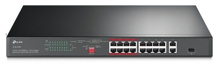 Комутатор TP-LINK TL-SL1218P 16xFE/PoE+ 150W, 2xGE, 1xcombo SFP, некерован