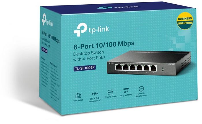 Комутатор TP-LINK TL-SF1006P 6x1FE/4xPoE+ 67W некерований 250м