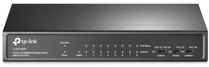 Комутатор TP-LINK TL-SF1009P 9x1FE/8xPoE 65W некерований 250 м