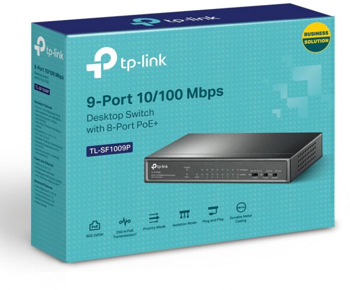 Комутатор TP-LINK TL-SF1009P 9x1FE/8xPoE 65W некерований 250 м