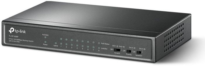 Комутатор TP-LINK TL-SF1009P 9x1FE/8xPoE 65W некерований 250 м