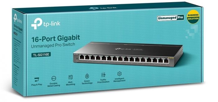 Комутатор TP-LINK TL-SG116E 16xGE EasySmart Метал. корпус