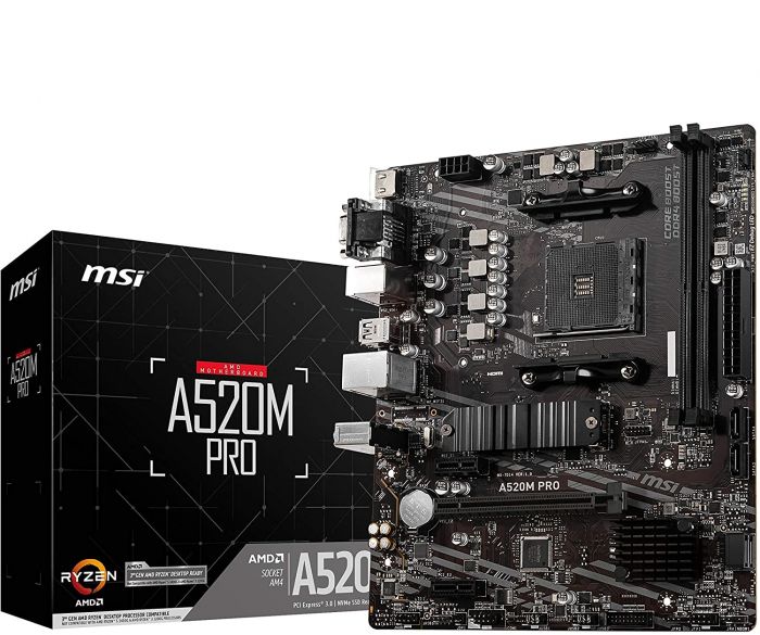 Материнcька плата MSI A520M PRO sAM4 A520 2xDDR4 HDMI-DVI-DP mATX