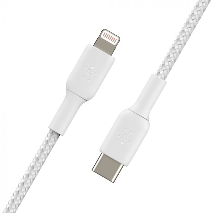 Кабель Belkin USB-С - Lightning, BRAIDED, 1m, white