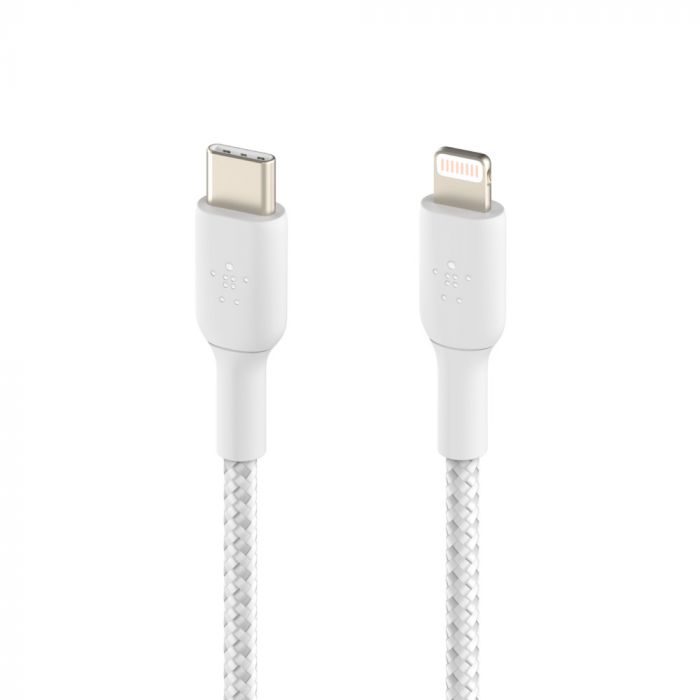 Кабель Belkin USB-С - Lightning, BRAIDED, 1m, white