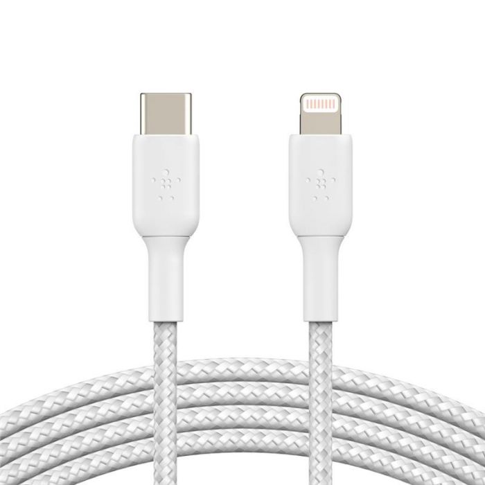 Кабель Belkin USB-С - Lightning, BRAIDED, 1m, white