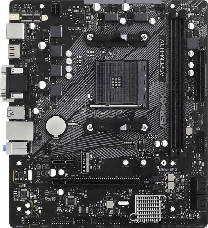 Материнська плата ASRock A520M-HDV A520M-HDV sAM4 A520 2xDDR4 HDMI-DVI-VGA USB 3.2 mATX