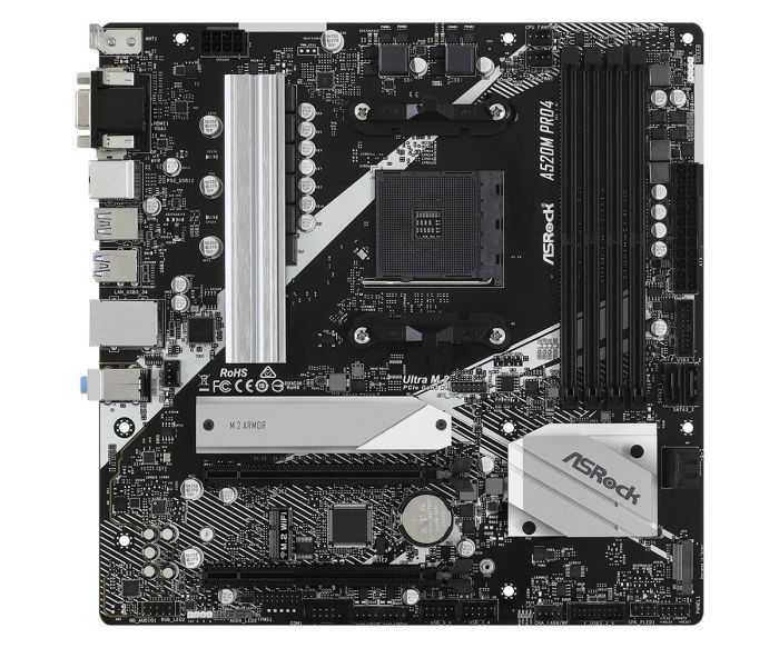 Материнська плата ASRock A520M PRO4 sAM4 A520 4xDDR4 HDMI-DP-VGA Type-C mATX