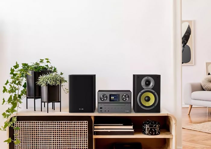 Мікросистема Philips TAM8905 2.0, 100W, Spotify, LCD 2.4", FM/DAB+, MP3-CD, USB, Wireless