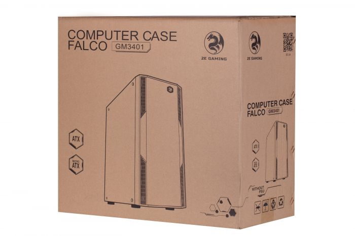 Корпус 2E GAMING FALCO (GM3401) MidT, 2xUSB2.0,1xUSB3.0, 4x120мм ARGB, скло (бічна панель),без БЖ,чорний