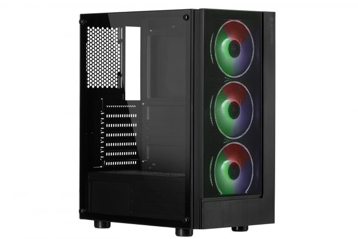 Корпус 2E GAMING VIRTUS (G3301) MidT, 2xUSB2.0,1xUSB3.0, 3x120мм ARGB, скло (бічна панель),без БЖ,чорний