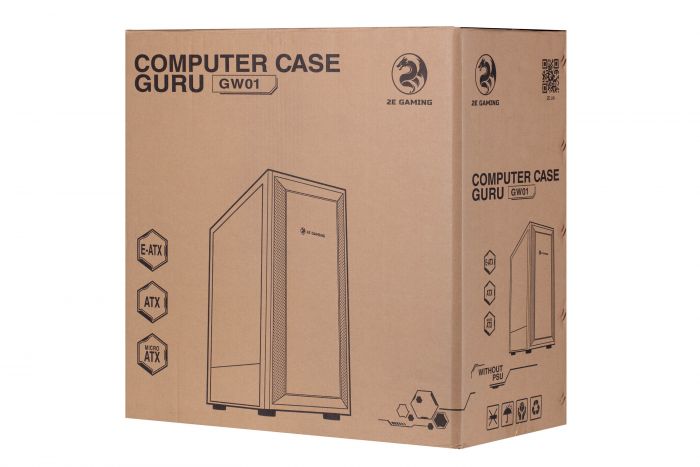 Корпус 2E GAMING GURU (GW01) MidT,EATX,2xUSB2.0, 2xUSB3.0, 2x140мм ARGB,1x120мм ARGB, скло (бічна панель),без БЖ,чорний