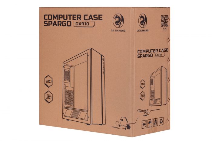 Корпус 2E GAMING SPARGO (GX910) MidT, 2xUSB3.0, ARGB стрічка, акрил (бічна панель), без БЖ, чорний