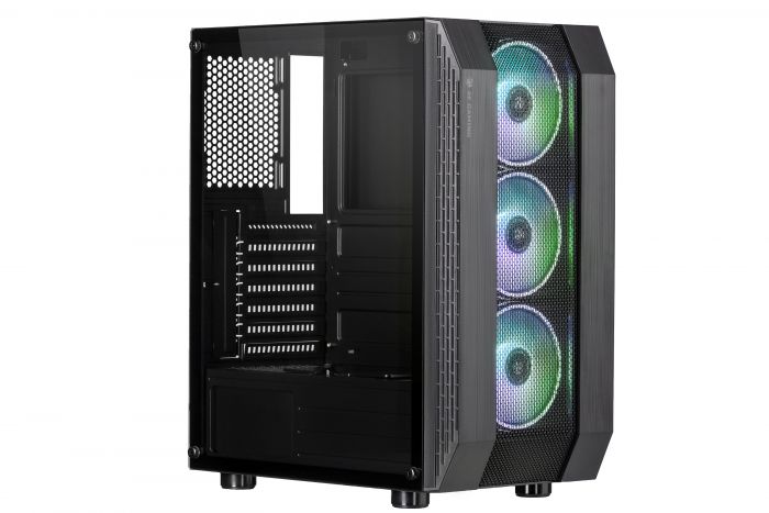 Корпус 2E GAMING DOMINATOR (G3305) MidT, 2xUSB2.0, 1xUSB3.0, 3x120мм ARGB, скло (бічна панель),без БЖ,чорний