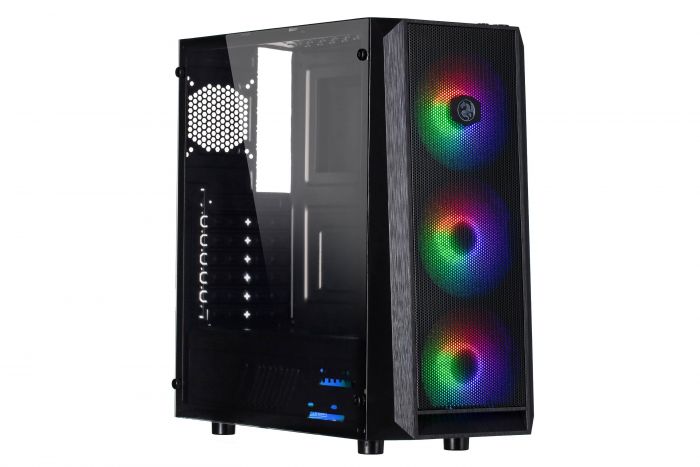 Корпус 2E GAMING OBERON (GX912) MidT, 1xUSB2.0, 1xUSB 3.0, 3x120мм RGB, акрил(бічна панель), без БЖ, чорний