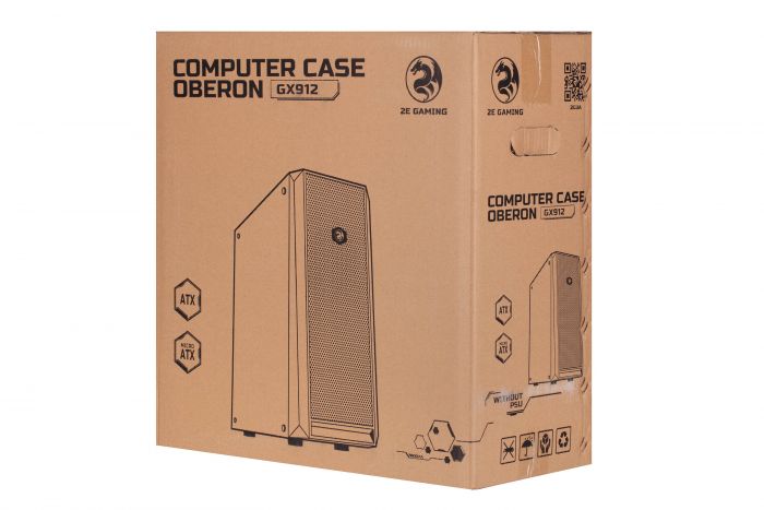 Корпус 2E GAMING OBERON (GX912) MidT, 1xUSB2.0, 1xUSB 3.0, 3x120мм RGB, акрил(бічна панель), без БЖ, чорний