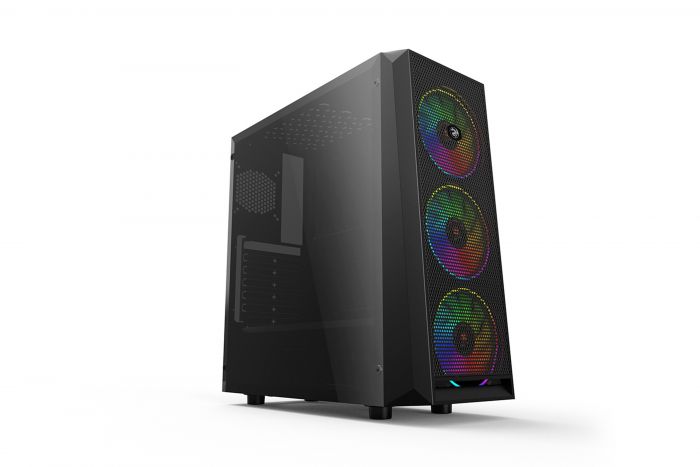 Корпус 2E GAMING OBERON (GX912) MidT, 1xUSB2.0, 1xUSB 3.0, 3x120мм RGB, акрил(бічна панель), без БЖ, чорний