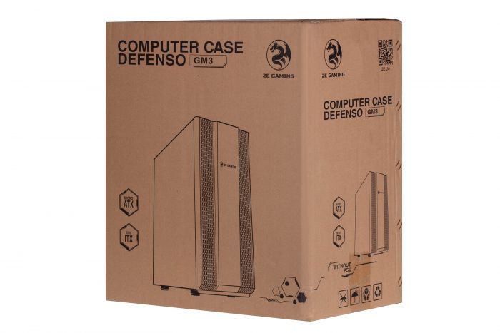 Корпус 2E GAMING DEFENSO (GM3) MiniT, 2xUSB2.0,1xUSB3.0, 1x120мм ARGB, стрічка ARGB,скло (бічна панель),без БЖ,чорний