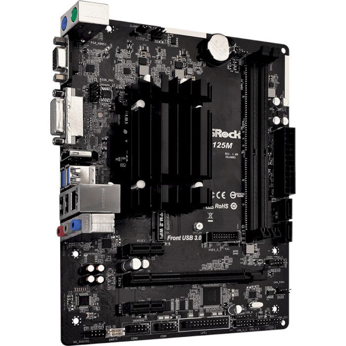 Материнська плата ASRock J4125M CPU Quad-Core 2.7Hz 2xDDR4 HDMI DVI VGA mATX