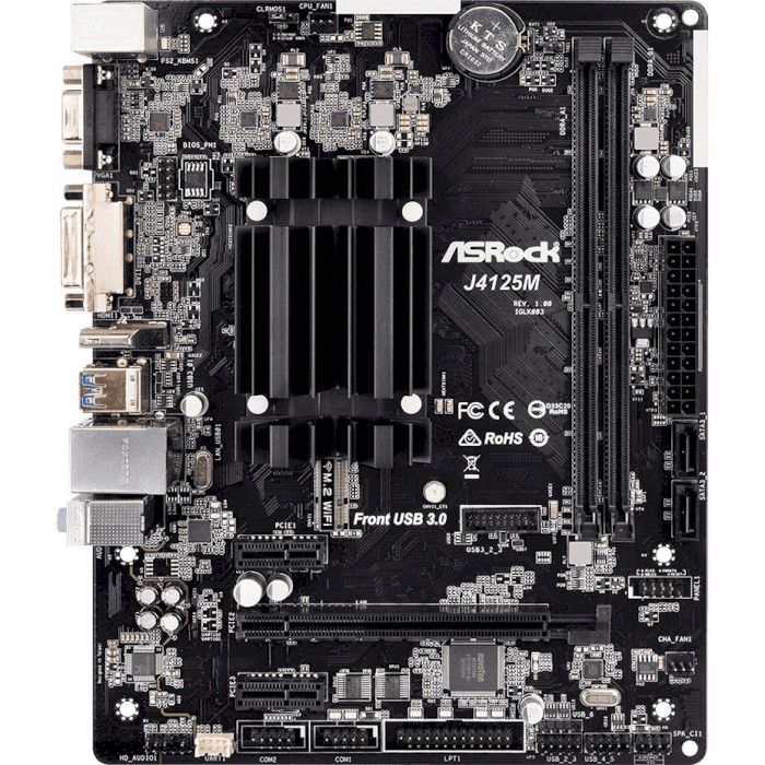 Материнська плата ASRock J4125M CPU Quad-Core 2.7Hz 2xDDR4 HDMI DVI VGA mATX