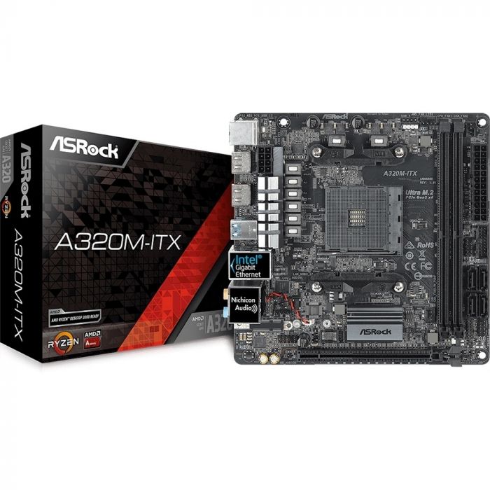 Материнcька плата ASRock A320M-ITX sAM4 A320 2xDDR4 2xHDMI Type-C SPDIF mITX