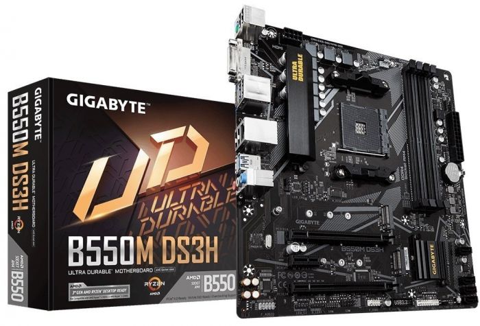 Материнська плата GIGABYTE B550M DS3H sAM4 B550 4xDDR4 M.2 HDMI-DVI mATX