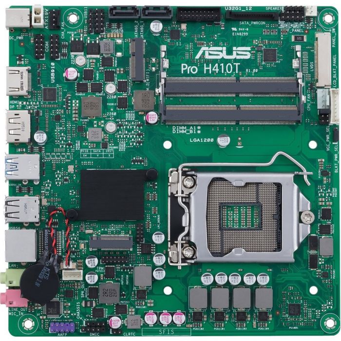 Материнcька плата ASUS PRO H410T/CSM s1200 H410 2xDDR4 SO-DIMM M.2 HDMI-DP-LVDS Thin mITX