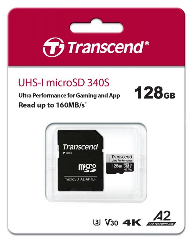Карта пам'яті Transcend microSD 128GB C10 UHS-I U3 A2 R160/W125MB/s + SD