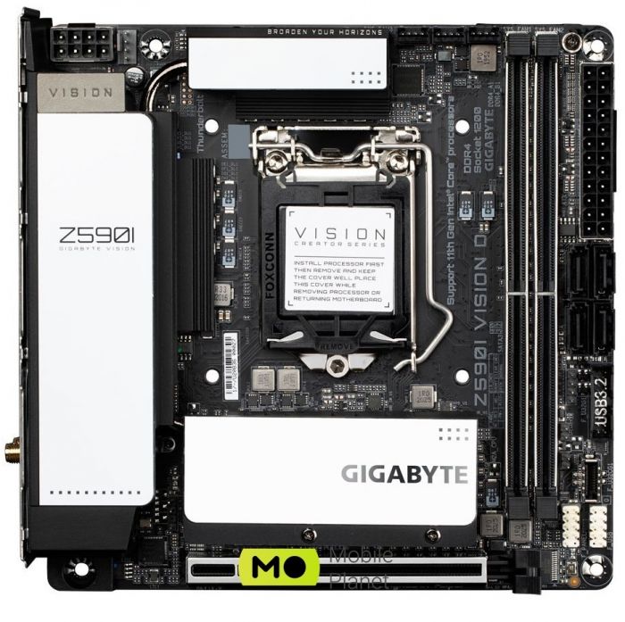 Материнська плата GIGABYTE Z590I VISION D s1200 Z590 2xDDR4 M.2 802.11ax+BT5.1 DP 2xThunderbolt 2.5GbE LAN mITX