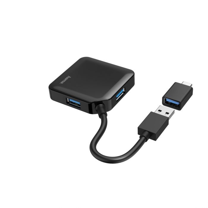 USB-хаб Hama 4 Ports USB 3.2, USB-C Adapter Black