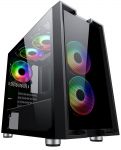 Корпус 2E GAMING CLARUS (GM5) MiniT, 2xUSB2.0,1xUSB3.0, 2x140мм ARGB,1x120мм ARGB, скло (передня/бічна панель),без БЖ,чорний