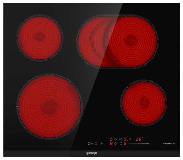 Склокерамічна варильна поверхня Gorenje ECS648BCSC/сенсорн.упр./таймер/шліфований край/чорний