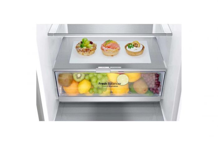 Холодильник з нижн. мороз. камерою LG GW-B509SAUM, 203х68х60см, 2 дв., Холод.відд. - 277л, Мороз. відд. - 107л, A++, NF, Інв., Зона свіжості, Зовнішн. диспл., Сірий
