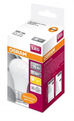 Лампа світлодіодна OSRAM LED A75 9.5W (806lm) 2700K E27