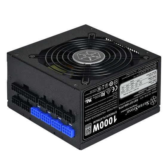 Блок живлення SilverStone STRIDER ST1000-PTS(1000W), 80+Platinum, aPFC, 12см, 24+2x8, 8xSATA, 8xPCIe, +6, модульний