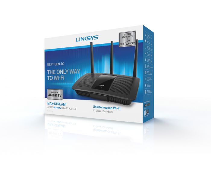 Маршрутизатор LINKSYS EA7300 AC1750, 4xGE LAN, 1xGE WAN, 1xUSB 3.0, 1xUSB 2.0, 3х зовнішн. ант.