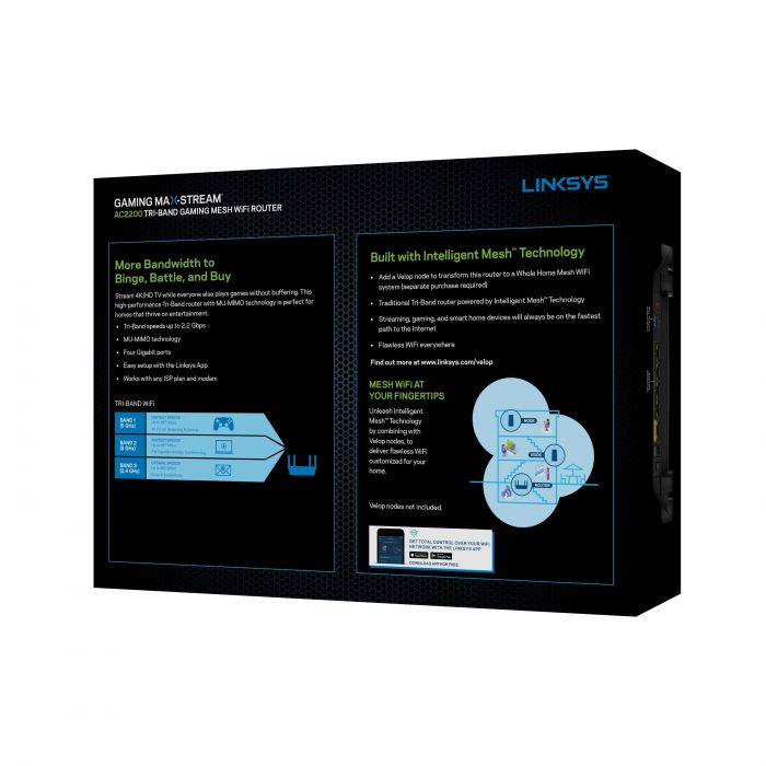 Маршрутизатор LINKSYS MR8300 AC2200, MESH, 4xGE LAN, 1xGE WAN, 1xUSB 3.0, BT, 4х зовнішн. ант.