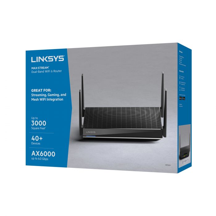 Маршрутизатор LINKSYS MR9600 WiFi 6 AX6000, MESH, 4xGE LAN, 1xGE WAN, 2xUSB 3.0, BT, 4х зовнішн. ант.