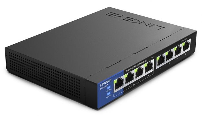 Комутатор LINKSYS LGS108P 4xGE PoE+, 4xGE, некерований