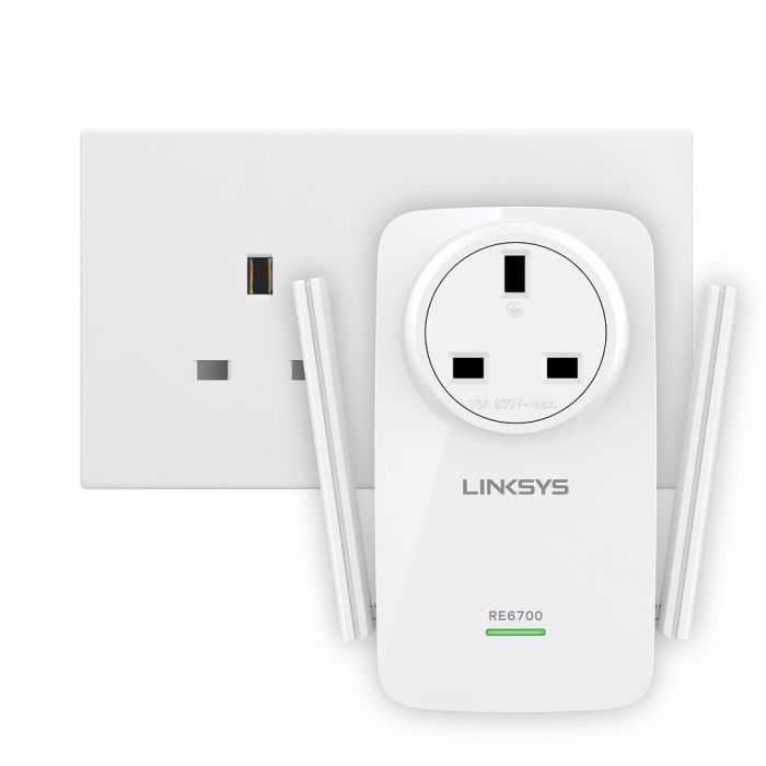 Розширювач WiFi-покриття LINKSYS RE6700 AC1200, 1xGE LAN, 1x3.5mm аудіо, 2x зовнішн. ант.