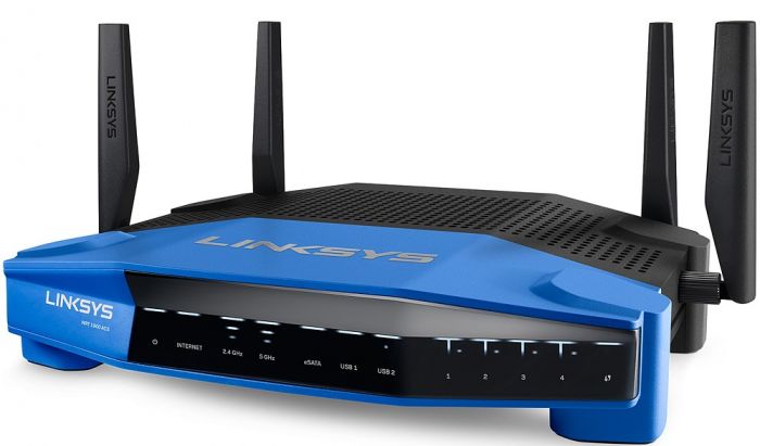 Маршрутизатор LINKSYS WRT1900ACS AC1900, 4xGE LAN, 1xGE WAN, 1xUSB3.0, USB2.0/eSATA, 4х зовнішн. ант.